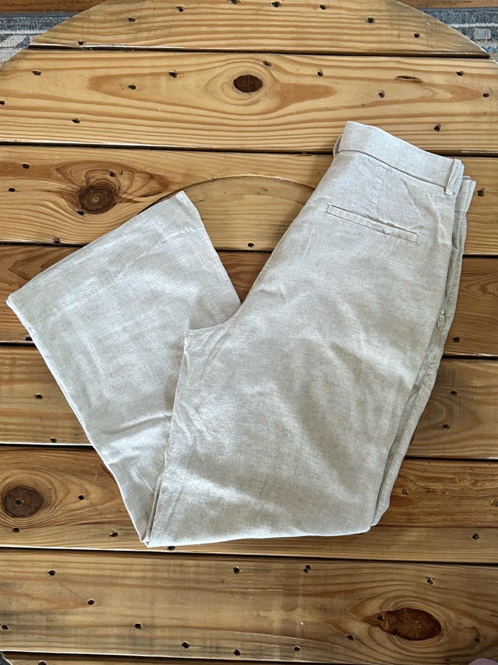 ABERCROMBIE & FITCH LINEN BLEND WIDE LEG TROUSERS